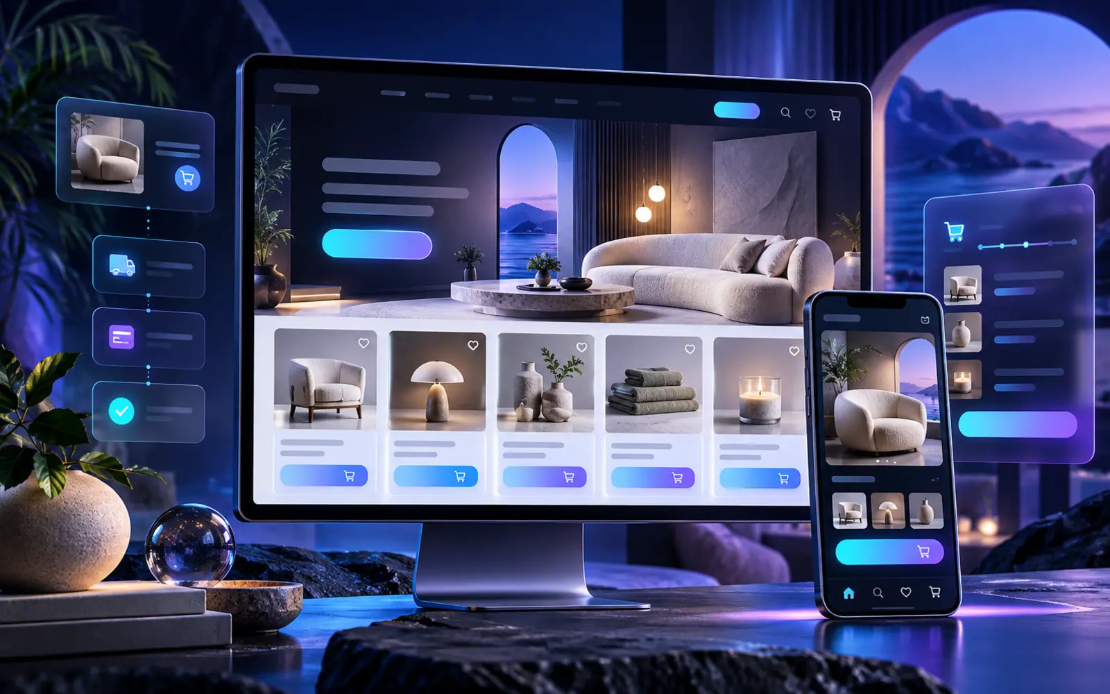Concept e-commerce website for home and lifestyle products shown on desktop and mobile