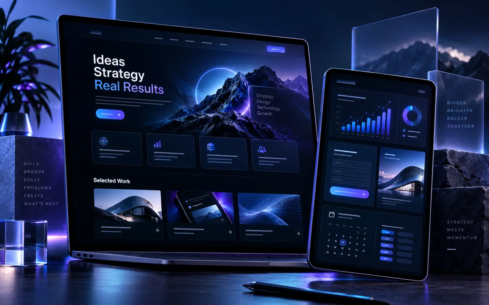 Concept consulting and agency website shown across laptop and tablet